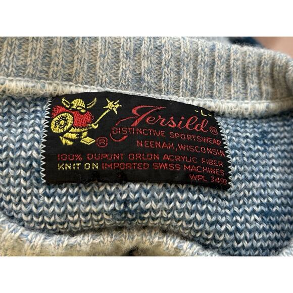 Vintage Jersild Ski Sweater Blue Mens L Skiers 70s Retro Orlon Acrylic Wisconsin - Picture 9 of 10
